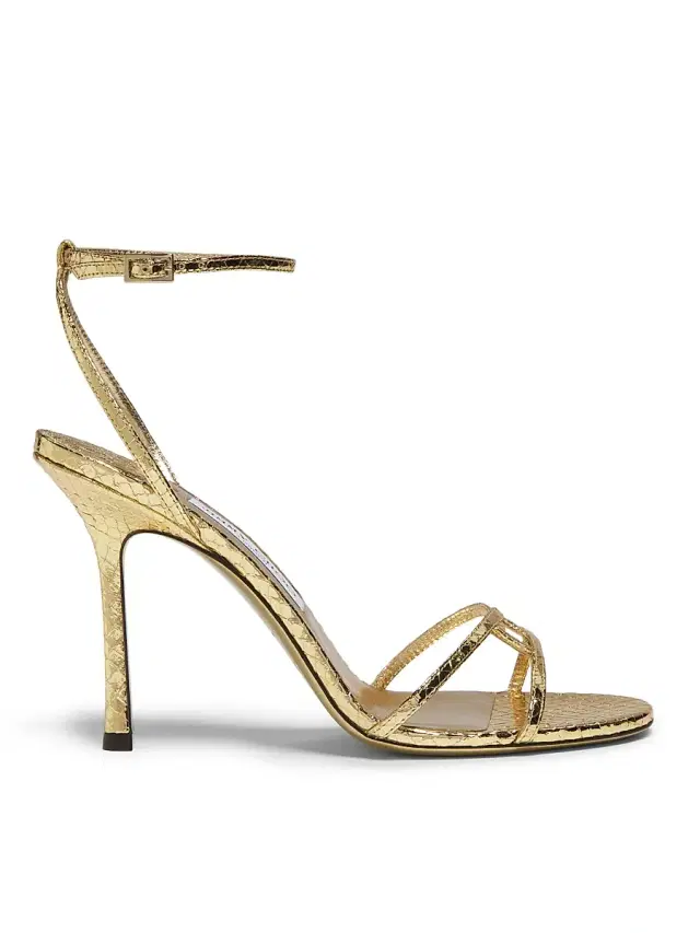 Women's Leo 100MM Metallic Leather Sandals - Gold