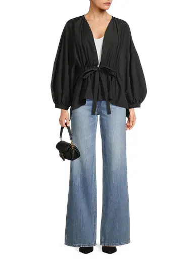 Natori Women's Voluminous Puff-Sleeve Jacket - Black - Size XL | Thumbnail 2
