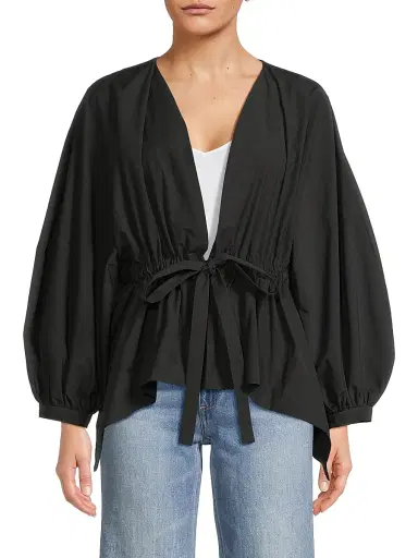 Natori Women's Voluminous Puff-Sleeve Jacket - Black - Size XL | Thumbnail 3