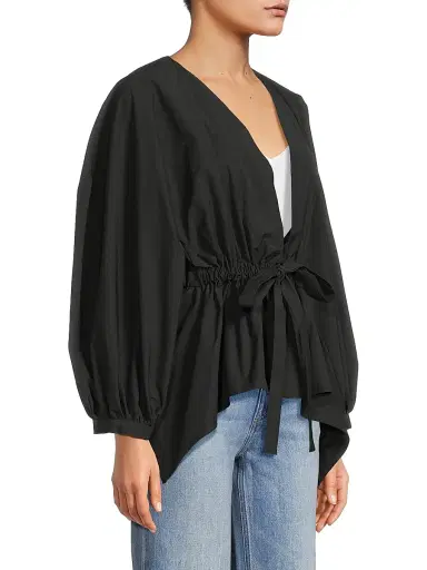 Natori Women's Voluminous Puff-Sleeve Jacket - Black - Size XL | Thumbnail 4