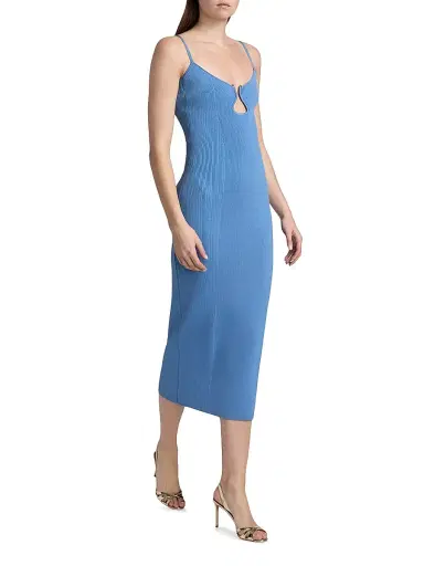 Ramy Brook Women's Sloan U-Neck Rib-Knit Midi-Dress - Cornflower Blue | Thumbnail 2