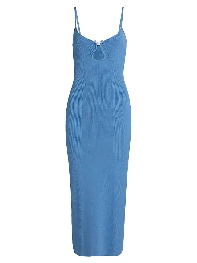 Ramy Brook Women's Sloan U-Neck Rib-Knit Midi-Dress - Cornflower Blue
