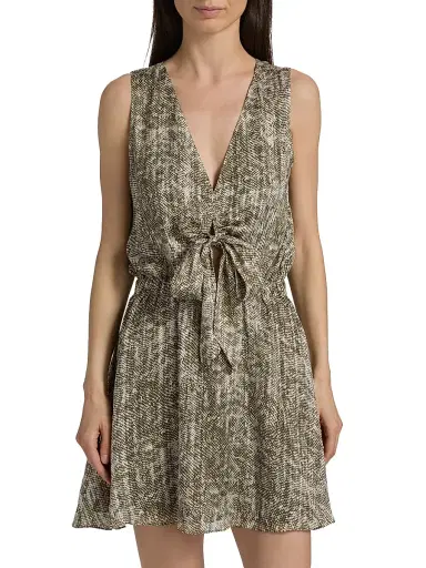 Ramy Brook Women's Itzel Printed Silk-Blend V-Neck Minidress | Thumbnail 3