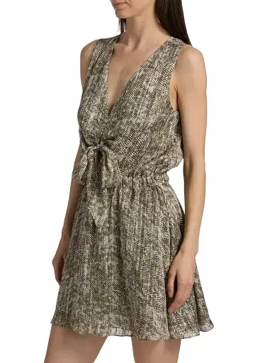 Ramy Brook Women's Itzel Printed Silk-Blend V-Neck Minidress | Thumbnail 4