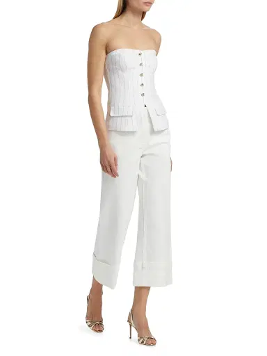 Generation Love Women's Quinn Pinstripe Linen-Blend Strapless Vest | Thumbnail 2 Generation Love Women's Quinn Pinstripe Linen-Blend Strapless Vest | Thumbnail 2