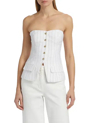 Generation Love Women's Quinn Pinstripe Linen-Blend Strapless Vest | Thumbnail 3 Generation Love Women's Quinn Pinstripe Linen-Blend Strapless Vest | Thumbnail 3