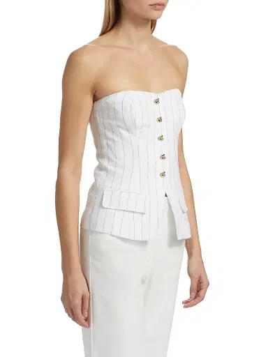 Generation Love Women's Quinn Pinstripe Linen-Blend Strapless Vest | Thumbnail 4 Generation Love Women's Quinn Pinstripe Linen-Blend Strapless Vest | Thumbnail 4