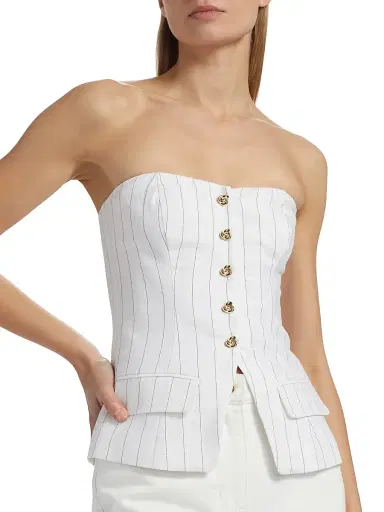 Generation Love Women's Quinn Pinstripe Linen-Blend Strapless Vest | Thumbnail 6 Generation Love Women's Quinn Pinstripe Linen-Blend Strapless Vest | Thumbnail 6