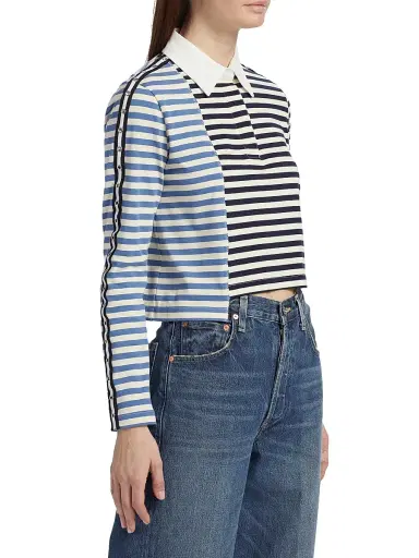 3.1 Phillip Lim Women's Multi-Stripe Long-Sleeve Polo Shirt - Midnight Multi | Thumbnail 4 3.1 Phillip Lim Women's Multi-Stripe Long-Sleeve Polo Shirt - Midnight Multi | Thumbnail 4