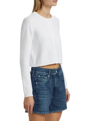 Stellae Dux Women's Cotton-Blend Point Collar Crop Cardigan | Thumbnail 4 Stellae Dux Women's Cotton-Blend Point Collar Crop Cardigan | Thumbnail 4