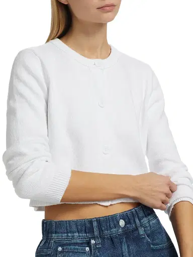 Stellae Dux Women's Cotton-Blend Point Collar Crop Cardigan | Thumbnail 6 Stellae Dux Women's Cotton-Blend Point Collar Crop Cardigan | Thumbnail 6