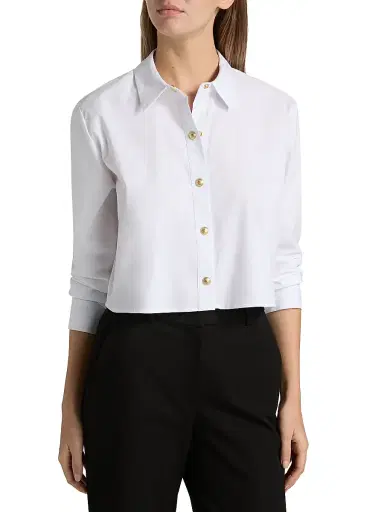 L'Agence Women's Cosette Crop Hi-Low Shirt | Thumbnail 3 L'Agence Women's Cosette Crop Hi-Low Shirt | Thumbnail 3