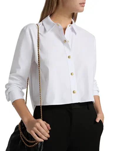 L'Agence Women's Cosette Crop Hi-Low Shirt | Thumbnail 6 L'Agence Women's Cosette Crop Hi-Low Shirt | Thumbnail 6