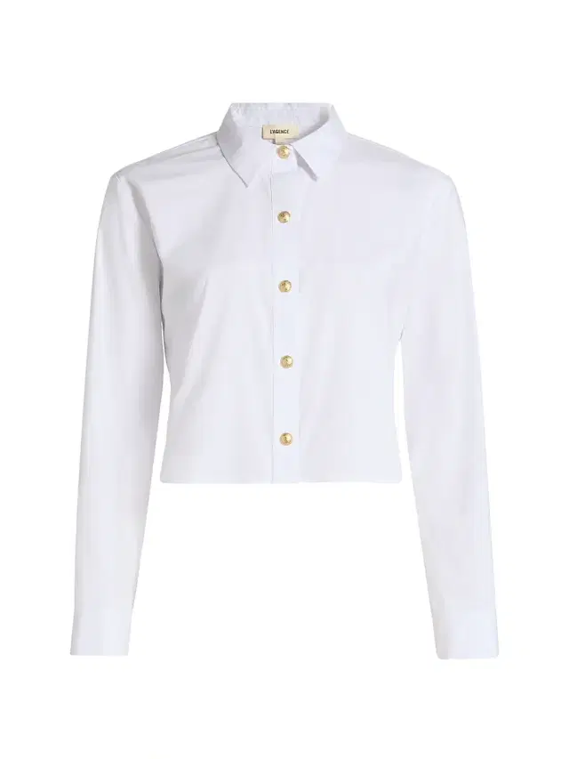 L'AGENCE Women's Cosette Crop Hi-Low Shirt - White Gold