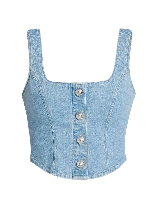 L'AGENCE Women's Saga Denim Button-Front Tank - Olvera