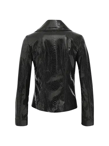 Gorski Women's Metis Suede Python Printed Moto Zip Jacket - Anthracite - Size Large | Thumbnail 2 Gorski Women's Metis Suede Python Printed Moto Zip Jacket - Anthracite - Size Large | Thumbnail 2