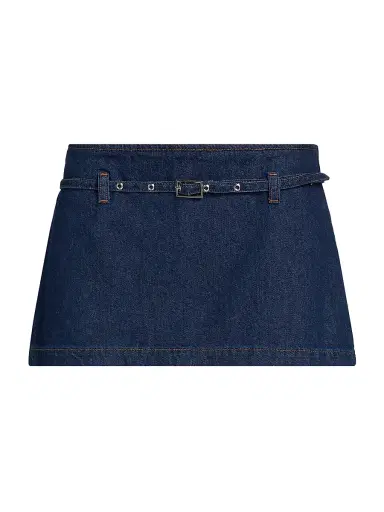 Reformation Women's Khloe Low-Rise Denim Skort - Biarritz Belted - Size 12 | Thumbnail 1