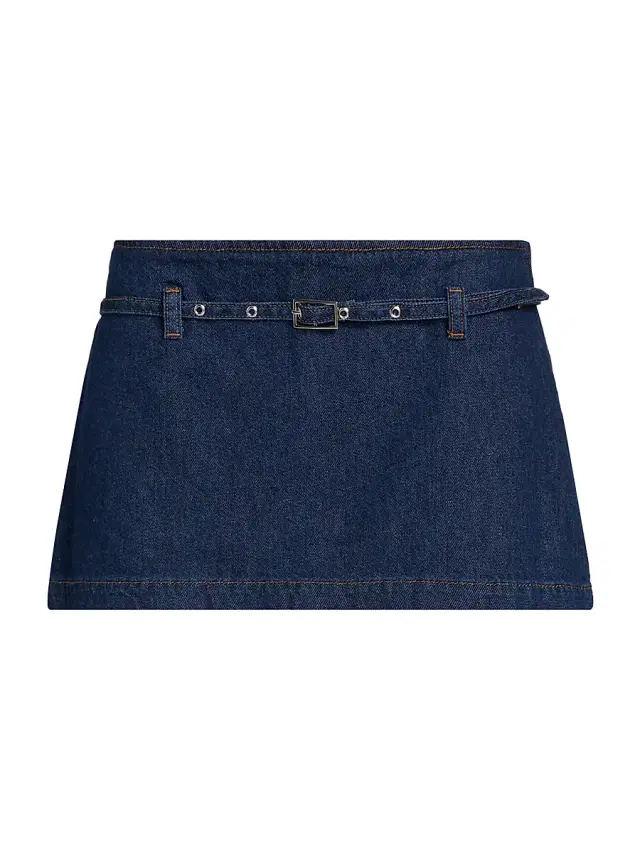 Reformation Women's Khloe Low-Rise Denim Skort - Biarritz Belted