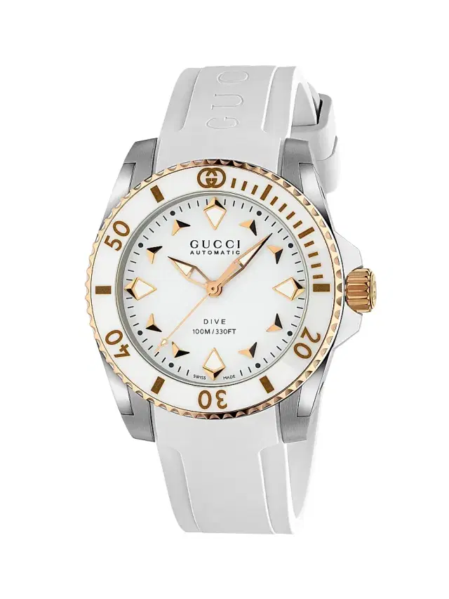 Women's  Dive Stainless Steel, Ceramic & Rubber Strap Watch/36MM - White