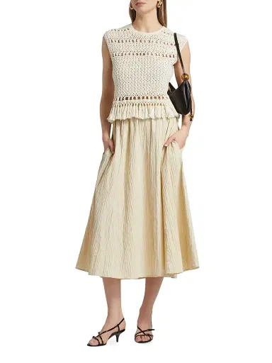 Marie Oliver Women's Sasha Cotton-Blend Midi-Skirt - Ash | Thumbnail 2 Marie Oliver Women's Sasha Cotton-Blend Midi-Skirt - Ash | Thumbnail 2