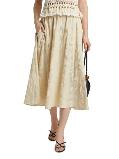 Marie Oliver Women's Sasha Cotton-Blend Midi-Skirt - Ash | Thumbnail 3 Marie Oliver Women's Sasha Cotton-Blend Midi-Skirt - Ash | Thumbnail 3