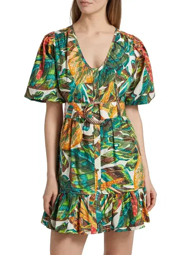 Marie Oliver Women's Gwyneth Botanical Cotton Belted Minidress - Paradise | Thumbnail 3 Marie Oliver Women's Gwyneth Botanical Cotton Belted Minidress - Paradise | Thumbnail 3