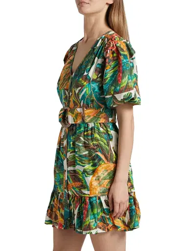 Marie Oliver Women's Gwyneth Botanical Cotton Belted Minidress - Paradise | Thumbnail 4 Marie Oliver Women's Gwyneth Botanical Cotton Belted Minidress - Paradise | Thumbnail 4