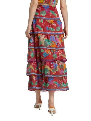 Marie Oliver Women's Christie Floral Cotton Tiered Midi-Skirt - Macaw | Thumbnail 5 Marie Oliver Women's Christie Floral Cotton Tiered Midi-Skirt - Macaw | Thumbnail 5