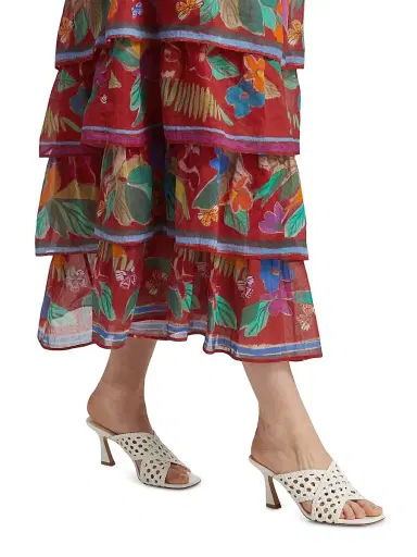 Marie Oliver Women's Christie Floral Cotton Tiered Midi-Skirt - Macaw | Thumbnail 6 Marie Oliver Women's Christie Floral Cotton Tiered Midi-Skirt - Macaw | Thumbnail 6