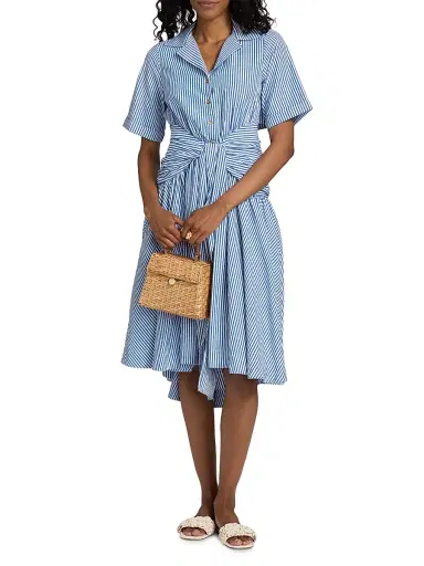 Rosie Assoulin Women's Stripe Tie Shirtdress - Blue Stripe - Size 2 | Thumbnail 3