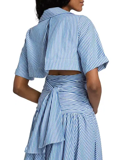 Rosie Assoulin Women's Stripe Tie Shirtdress - Blue Stripe - Size 2 | Thumbnail 6
