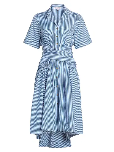 Rosie Assoulin Women's Stripe Tie Shirtdress - Blue Stripe - Size 2 | Thumbnail 1