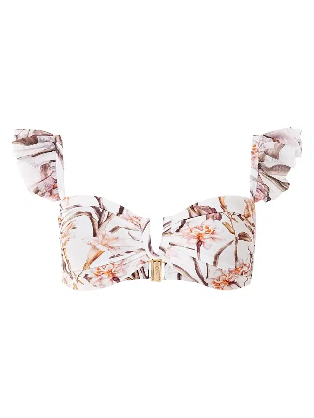 PatBO Women's Botanic Retro Flutter Bikini Bottom - Off White
