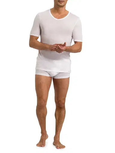 Hanro Men's Cotton V-Neck T-Shirt - White - Size Large | Thumbnail 2