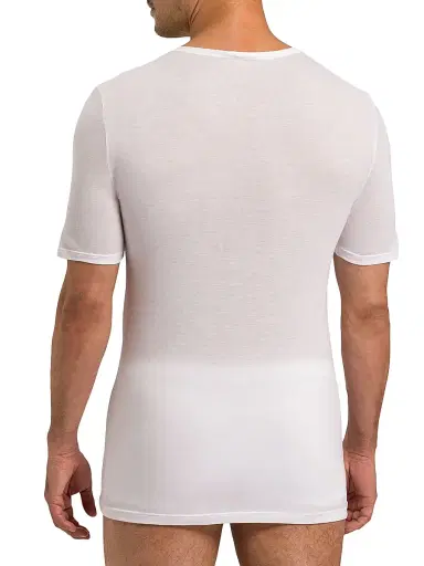 Hanro Men's Cotton V-Neck T-Shirt - White - Size Large | Thumbnail 5