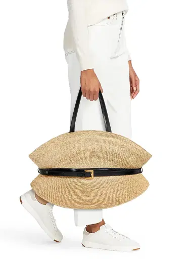 Balmain Women's Shuffle Raffia Tote Bag - Noir Natural | Thumbnail 2 Balmain Women's Shuffle Raffia Tote Bag - Noir Natural | Thumbnail 2