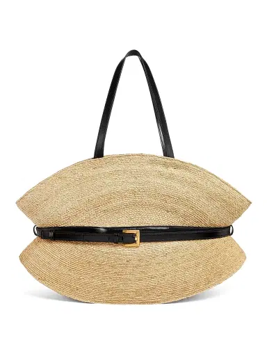 Balmain Women's Shuffle Raffia Tote Bag - Noir Natural | Thumbnail 1 Balmain Women's Shuffle Raffia Tote Bag - Noir Natural | Thumbnail 1