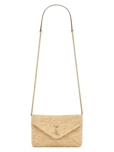 Saint Laurent Women's Cassandre Chain Pouch in Raffia | Thumbnail 1 Saint Laurent Women's Cassandre Chain Pouch in Raffia | Thumbnail 1