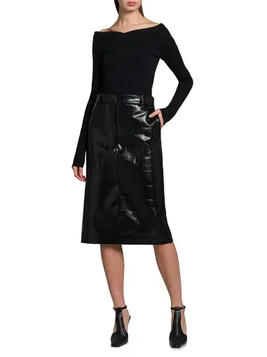 Stella McCartney Women's Compact Knit Off-the-Shoulder Top - Black | Thumbnail 2 Stella McCartney Women's Compact Knit Off-the-Shoulder Top - Black | Thumbnail 2