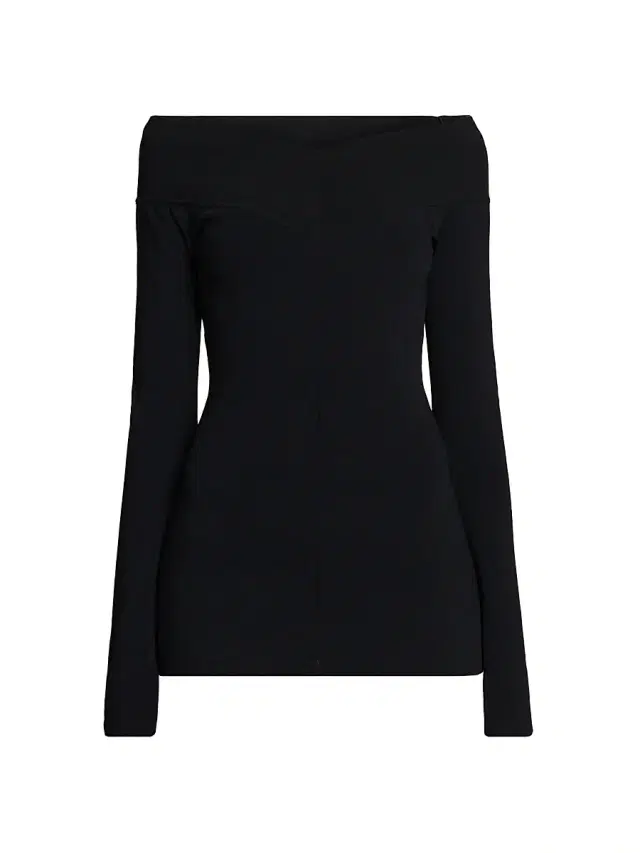 Stella McCartney Women's Compact Knit Off-the-Shoulder Top - Black