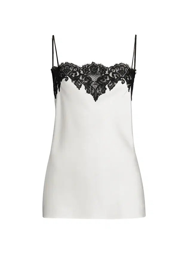 Women's Satin Lace Square-Neck Slip Top - Cream