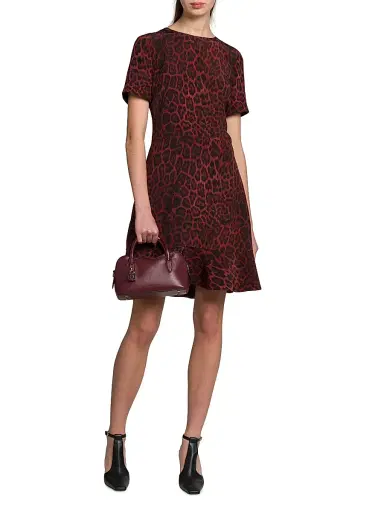Stella McCartney Women's Iconic Leopard Silk Crewneck Minidress - Berry | Thumbnail 2 Stella McCartney Women's Iconic Leopard Silk Crewneck Minidress - Berry | Thumbnail 2