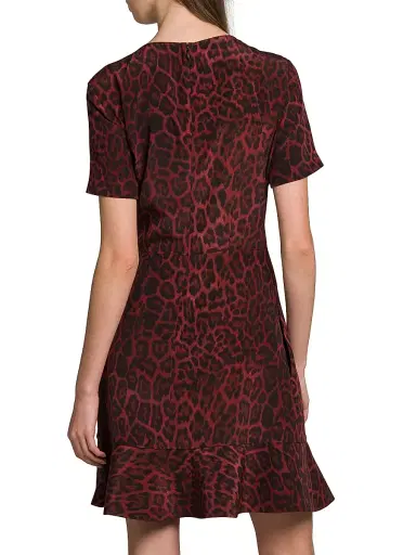 Stella McCartney Women's Iconic Leopard Silk Crewneck Minidress - Berry | Thumbnail 5 Stella McCartney Women's Iconic Leopard Silk Crewneck Minidress - Berry | Thumbnail 5