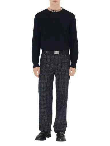 Burberry Men's Michael Check Trim Wool Sweater - Black - Size XXL | Thumbnail 2 Burberry Men's Michael Check Trim Wool Sweater - Black - Size XXL | Thumbnail 2
