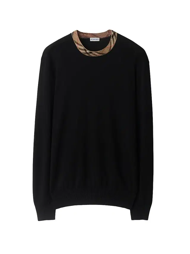 Burberry Men's Michael Check Trim Wool Sweater - Black