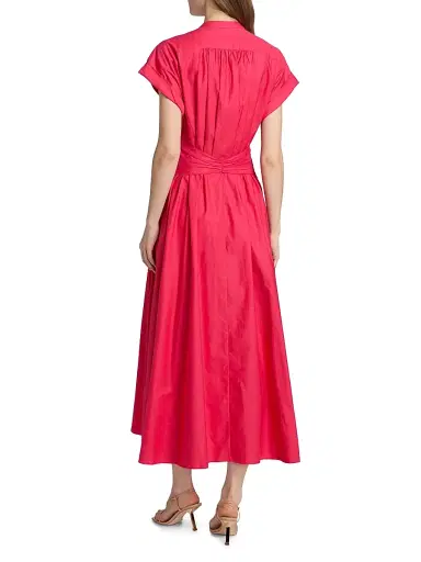 Saloni Women's Neesha Stretch-Cotton Self-Tie Maxi Dress - Cherry Pink - Size 6 | Thumbnail 5 Saloni Women's Neesha Stretch-Cotton Self-Tie Maxi Dress - Cherry Pink - Size 6 | Thumbnail 5