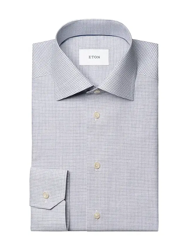 Men's Contemporary-Fit Melange Neat Check Button-Front Shirt - Purple
