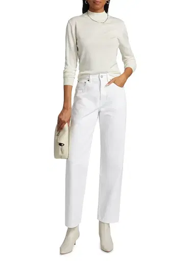BLK DNM Women's Straight-Leg Jeans - White - Size 30 | Thumbnail 2