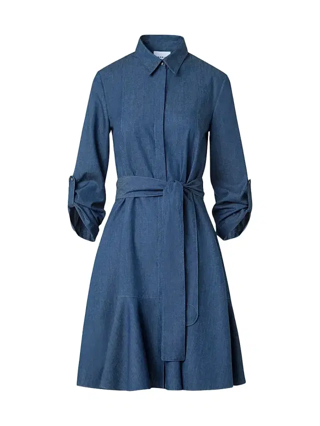 Akris punto Women's Denim Mini Shirtdress - Medium Blue Denim