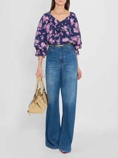 Chloé Women's Faded Wide-Leg Jeans - Night Blue | Thumbnail 2